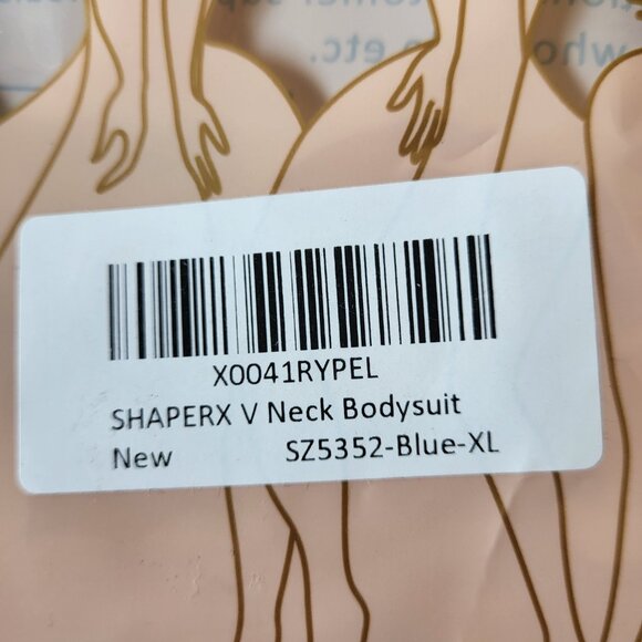 Women’s Long Sleeve V-Neck Bodysuit – Light Blue – NIP – Shaperx - Picture 11 of 12